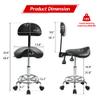 VIHLCYDA Saddle Stool with Back Support and Wheels, 350 LBS Weight Capacity Ergonomic Rolling Stool, Height Adjustable Thickened PU Leather Swivel Saddle Chair for Salon, Spa, Massage, Tattoo(Black) view 2
