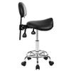 VIHLCYDA Saddle Stool with Back Support and Wheels, 350 LBS Weight Capacity Ergonomic Rolling Stool, Height Adjustable Thickened PU Leather Swivel Saddle Chair for Salon, Spa, Massage, Tattoo(Black) view 3