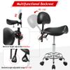 VIHLCYDA Saddle Stool with Back Support and Wheels, 350 LBS Weight Capacity Ergonomic Rolling Stool, Height Adjustable Thickened PU Leather Swivel Saddle Chair for Salon, Spa, Massage, Tattoo(Black) view 4