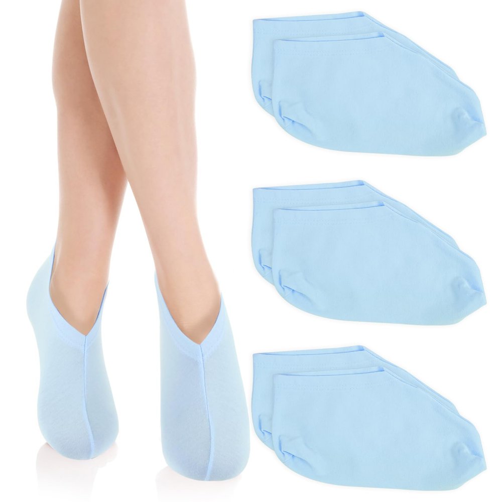 3 Pairs Foot Moisturiser Socks Overnight, Spa Cotton Socks for Foot Cream, Lotion Sock for Moisturising for Dry Feet Care, Moisturising Sock for Cracked Heel Repair Women Men (Blue)