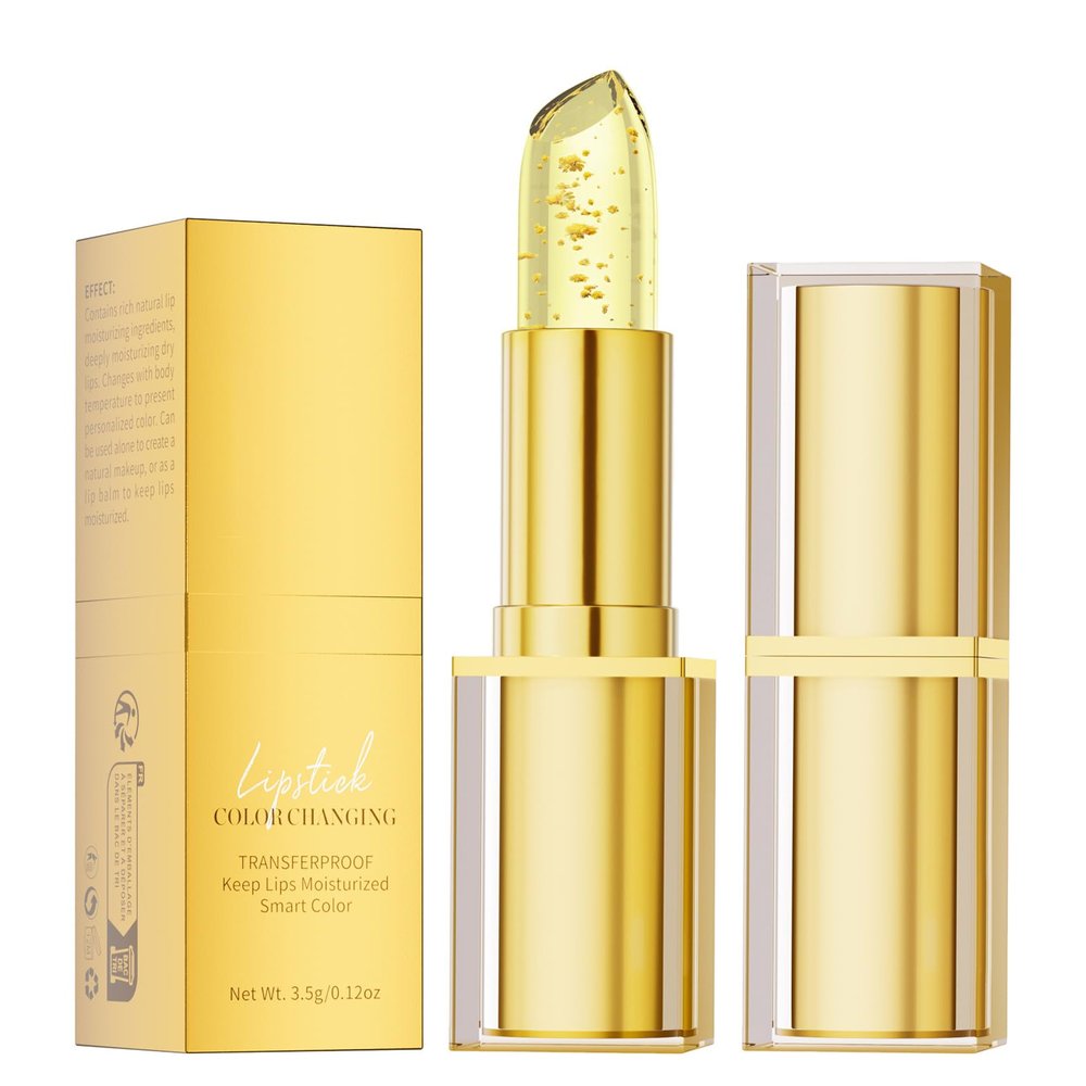 Clear Color Changing Lipstick, Gold Clear Ph Lipstick That Changes Color, Long Lasting Moisturizing Glossy Shine Lip Balm, Colors Changing Lip Gloss For Women
