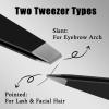 2PCS Tweezers for Women Facial Hair Precision Slant and Point Tip Eyebrow Tweezers for Men Professional Stainless Steel Precision Eyebrow Plucking Grooming Ingrown Hair Removal with Case(Black) view 3