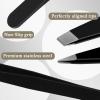 2PCS Tweezers for Women Facial Hair Precision Slant and Point Tip Eyebrow Tweezers for Men Professional Stainless Steel Precision Eyebrow Plucking Grooming Ingrown Hair Removal with Case(Black) view 4