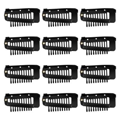 12pcs Secure Setting Clips 10-Teeth Snap-comb Hair Clips Clip with Safety Pins Wig Clips to Securing the Headscarf, for Girls, Women's Headscarf and Hijab