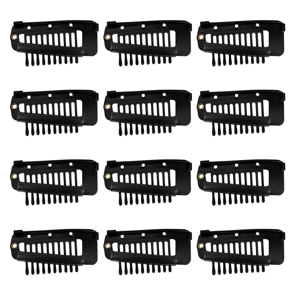 12pcs Secure Setting Clips 10-Teeth Snap-comb Hair Clips Clip with Safety Pins Wig Clips to Securing the Headscarf, for Girls, Women's Headscarf and Hijab
