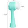 Beomeen Face Brush 2 in 1, Facial Cleansing Exfoliating Scrubber Brush, Silicone Double Side Manual Face Wash Scrub Brush with Soft Fiber for Deep Pore Cleansing, Massaging, Skin Care,Green view 2