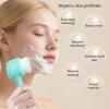 Beomeen Face Brush 2 in 1, Facial Cleansing Exfoliating Scrubber Brush, Silicone Double Side Manual Face Wash Scrub Brush with Soft Fiber for Deep Pore Cleansing, Massaging, Skin Care,Green view 4