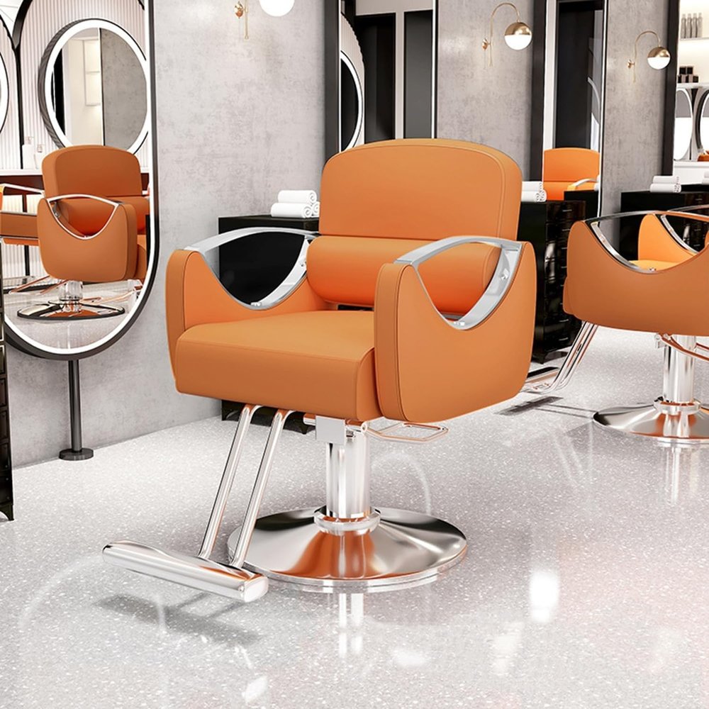 Asiwnshw Salon Chair for Hair Stylist Wide Seat, Barber Chair with Footrest, Heavy Duty Beauty Spa Cosmetology Shampoo Hairdressing Equipment(E)