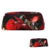 SDTYKHJ Pencil Case Red Rose Wine Glass and Candle Big Pencil Bag Portable Coin Pouch Aesthetic Cosmetic Bag Leather Makeup Bag view 1