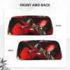 SDTYKHJ Pencil Case Red Rose Wine Glass and Candle Big Pencil Bag Portable Coin Pouch Aesthetic Cosmetic Bag Leather Makeup Bag view 2