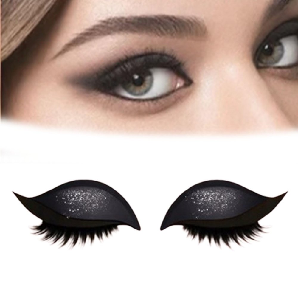 Lazy Eye Shadow Eyelash Patch, 2-in-1 Reusable Eye Makeup Stickers, Eyeshadow Lashes Makeup Stickers for All Eyeshapes (Black,2)