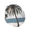 Beach and Palm Tree Print Shower Cap - Reusable Bath Hair Cap, Double Layer Washable Breathable with Adjustable Elastic Strap view 2
