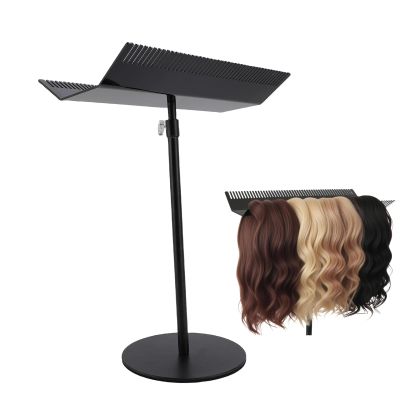 Hair Extension Holder Braiding Rack Stand Adjustable Height Double-Sided Hair Organizer with Thickened Base, Durable Acrylic & Metal Stand for Salon, Barber Shop & Home Use (Black)