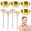 8 Pcs Gold Facial Bowl and Brush Set 4 Gold Stainless Steel Mixing Bowls 4 Facial Fan Brushes Esthetician Face Mask Brush for Mud Cream Makeup Spa Salon (8 Pcs) view 1