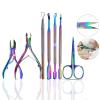 7PC Pro Cuticle Kit - Stainless Steel Manicure Tools Set w/Pusher, Nipper, Scissors, Gel Polish Remover - Nail Care Kit for Salon & Home - Trimmer, Clipper & Nail Prep Tools (Multicolor) view 1