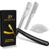 Professional 20 Straight Razor Blades with DEMAXA Shavette Straight Razors for Men - Navajas para Barbero Professional Barber Razor Blade for Close Shaving with Soft Pouch - Cut Throat Razors for Men view 1