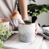 Akozon Nordic Ceramic Cosmetic Brush Holder - Elegant Marble Storage Tank for Makeup Brushes, Lipsticks & More - Stylish Home Office & Kitchen Organizer (Gray) view 2