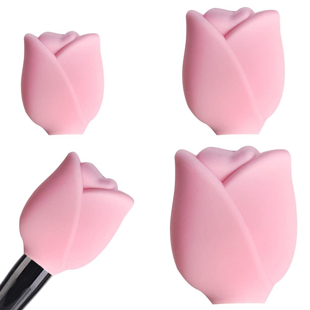 Akozon Makeup Brush Covers - Silicone Makeup Brush Holder, Reusable Dust Cover Organizer for Travel & Home, 3 Sizes for Easy Storage (pink)