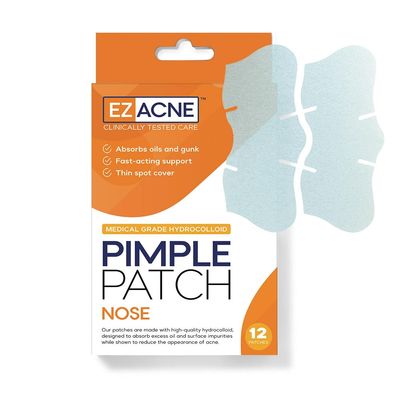 EZACNE Pimple Patches for Nose  Hydrocolloid Nose Pimple Patches for Zits, Blemishes & Excess Oil  Overnight Pore & Whitehead Nose Strips (12 Count)