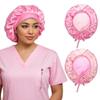 100% Mulberry Silk Medical Bonnet  Adjustable 19 Momme Double-Layer Reversible Hair Wrap  Stay-On Nurse Cap for Women, Long Curly & Natural Hair  Handmade Real Silk Bonnet USA (Pink) view 1