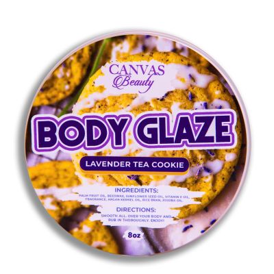 Canvas Beauty Body Glaze, Lavender Tea Cookie - Moisturizing Non-Greasy Body Butter for Women With Beeswax, Jojoba Oil, and Rice Bran for Soft and Glossy Skin