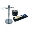 G.B.S Faux Ivory 5 Blade Compatible Razor Handle, Sandalwood Shave Cream, Leather Case and Chrome Shave Stand view 1