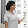 100% Mulberry Silk Medical Bonnet  Adjustable 19 Momme Double-Layer Reversible Hair Wrap  Stay-On Nurse Cap for Women, Long Curly & Natural Hair  Handmade Real Silk Bonnet USA (Black) view 2