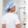 100% Mulberry Silk Medical Bonnet  Adjustable 19 Momme Double-Layer Reversible Hair Wrap  Stay-On Nurse Cap for Women, Long Curly & Natural Hair  Handmade Real Silk Bonnet USA (Blue) view 2