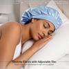 100% Mulberry Silk Medical Bonnet  Adjustable 19 Momme Double-Layer Reversible Hair Wrap  Stay-On Nurse Cap for Women, Long Curly & Natural Hair  Handmade Real Silk Bonnet USA (Blue) view 4