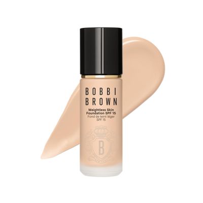 Bobbi Brown Weightless Skin Foundation SPF 15 | Oil-Controlling, 24-Hour Hydrating Foundation, Medium Coverage| Natural Matte Finish, 1 Fl Oz, Sand