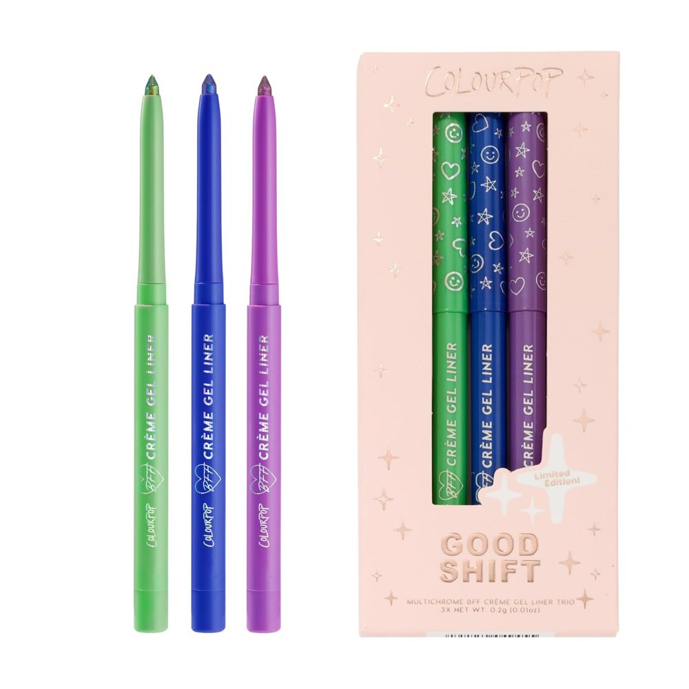 ColourPop BFF Crme Gel Waterproof Chrome Eyeliner Kit - 18HR Wear, Ultra-Pigmented Eyeliner Pencil with Matte & Metallic Finishes - Includes Shades Wild Idea, Ventura Blvd & Actin' Up (3 Count)