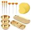 23Pcs Esthetician Supplies for Facials Set, 3 Gold Mixing Bowls Serving Tray 3 Compartment Serving Tray 3 Facial Fan Brushes 3 Flat Brushes, 12 Facial Sponge Compressed Round view 1