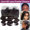 13x4 Lace Frontal Closure Body Wave Ear to Ear HD Lace Frontal Pre Plucked 18 Inch Human Hair Frontals Invisible Real Swiss Lace New Upgrade Pre Plucked view 4
