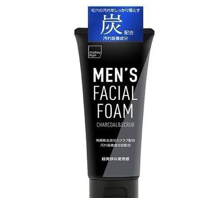 MEN'S FACIAL FOAM CHARCOAL & SCRUB 130g (Made in Japan)