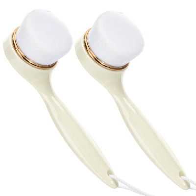 Beomeen 2 Pack Soft Bristle Facial Cleansing Brush for Deep Pore Cleaning, Face Exfoliating Scrub Brush for Face Cleansing Skincare Massaging,Jade White