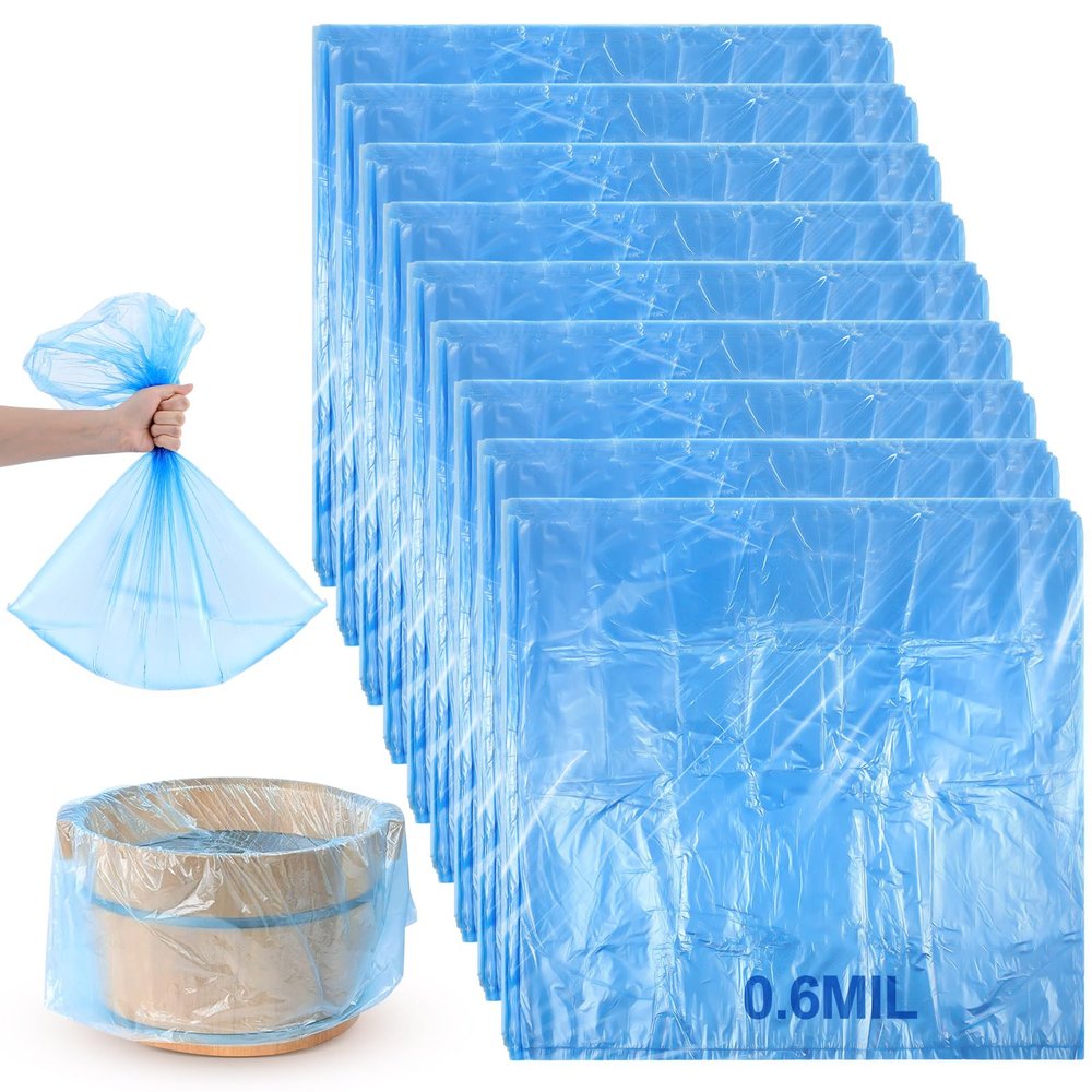 AmazingSpark 150 Pcs Blue Disposable Foot Bath Liners Heavy Duty Thickening Plastic Portable Foot Tub Liner Large Pedicure Spa Bags for Hotel Home Use 25.6 x 21.6 Inches
