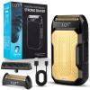 LQT Mini Foil Shaver, Portable Cordless Electric Shaver for Men, Equipped with a Set of Replacement Heads, USB-C Charging Cable, and Cleaning Brush, Suitable for Travel and Home use. (Golden) view 1