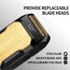 LQT Mini Foil Shaver, Portable Cordless Electric Shaver for Men, Equipped with a Set of Replacement Heads, USB-C Charging Cable, and Cleaning Brush, Suitable for Travel and Home use. (Golden) view 3