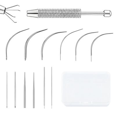 12 PCS Piercing Taper Tool Set Professional Stainless Steel Piercing Tools for Changing Jewelry Includes 14G/16G/18G/20G Straight and Curved Needles Suitable for Ear/Nose/Lip/Eyebrow/Tongue/Navel