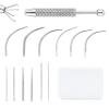 12 PCS Piercing Taper Tool Set Professional Stainless Steel Piercing Tools for Changing Jewelry Includes 14G/16G/18G/20G Straight and Curved Needles Suitable for Ear/Nose/Lip/Eyebrow/Tongue/Navel view 1