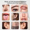 12 PCS Piercing Taper Tool Set Professional Stainless Steel Piercing Tools for Changing Jewelry Includes 14G/16G/18G/20G Straight and Curved Needles Suitable for Ear/Nose/Lip/Eyebrow/Tongue/Navel view 3