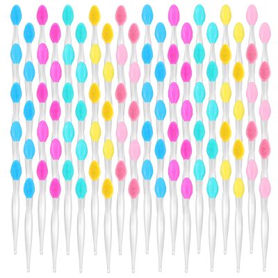 100 Pack Lip Scrub Brush Set, Pore Cleaning Brush for Face, Siliccone Nose Lip Scrubber Exfoliator Tools, Double-Sided Gentle Exfoliator & Lip Massage Tool for Smooth, Soft, Bright Lips