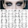 24 Pairs Halloween Eyeliner Temporary Tattoos for Adults, Face Eyes Fake Tattoos, Gothic Spooky Designs with Spiders Web, Bats, Cats, Skulls, Black view 1