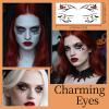24 Pairs Halloween Eyeliner Temporary Tattoos for Adults, Face Eyes Fake Tattoos, Gothic Spooky Designs with Spiders Web, Bats, Cats, Skulls, Black view 2