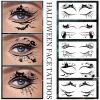 24 Pairs Halloween Eyeliner Temporary Tattoos for Adults, Face Eyes Fake Tattoos, Gothic Spooky Designs with Spiders Web, Bats, Cats, Skulls, Black view 3