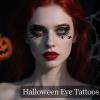 24 Pairs Halloween Eyeliner Temporary Tattoos for Adults, Face Eyes Fake Tattoos, Gothic Spooky Designs with Spiders Web, Bats, Cats, Skulls, Black view 4