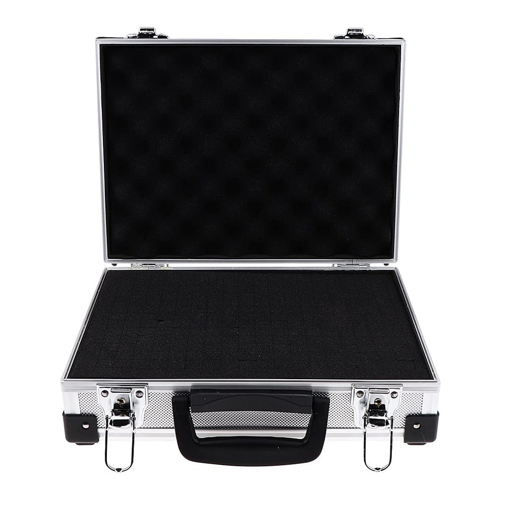 TEOYETTSF Aluminum Barber Tool Accessories Cosmetic Case Hairdressing Storage Rack Travel Suitcase-Silver