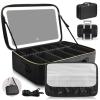 15''X11'' Large Capacity Makeup Bag with LED Mirror, Professional Makeup Case Organizer with 3 Color Light Adjustable Brightness, Travel Make up Cosmetic Case with Detachable Dividers & Shoulder Strap view 1