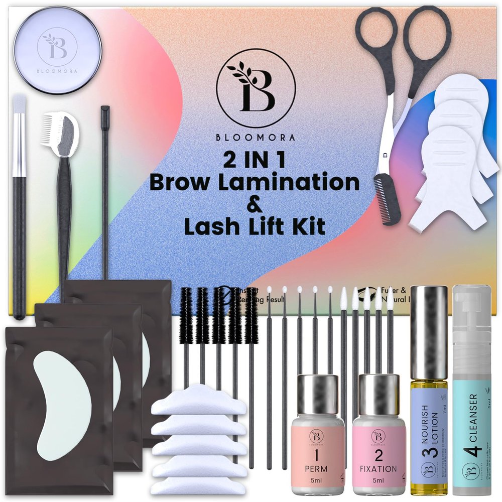Lash Lift Kit & Eyebrow Lamination Kit, 2-in-1 Solution, At-Home Brow Lamination, Beginner/Professional, Eyelash Lift, Lasts 6-8 Weeks, 15 Applications, DIY Brow & Lash Perm - BLK3