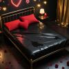Black Vinyl Queen Mattress Protector Waterproof for Essential Oil Massage Spa, Fits 80x60in (203x152cm), Wipe Clean PVC Mattress Cover Stain & Water Proof Bed Cover Queen Fitted Sheet for Nuru Massage view 1
